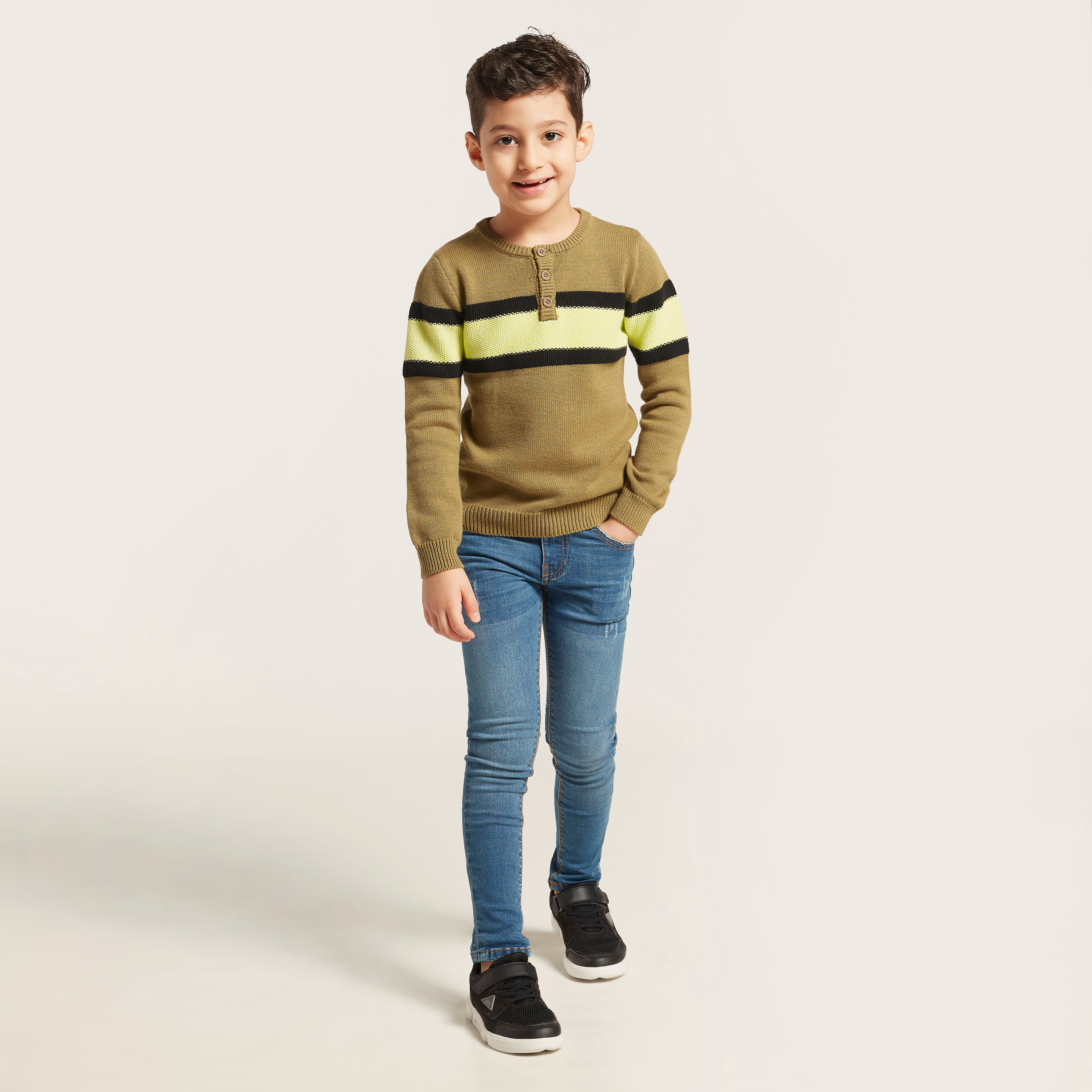 Juniors Striped Sweater with Long Sleeves-boys-clothing-jumpersandcardigans-image-2