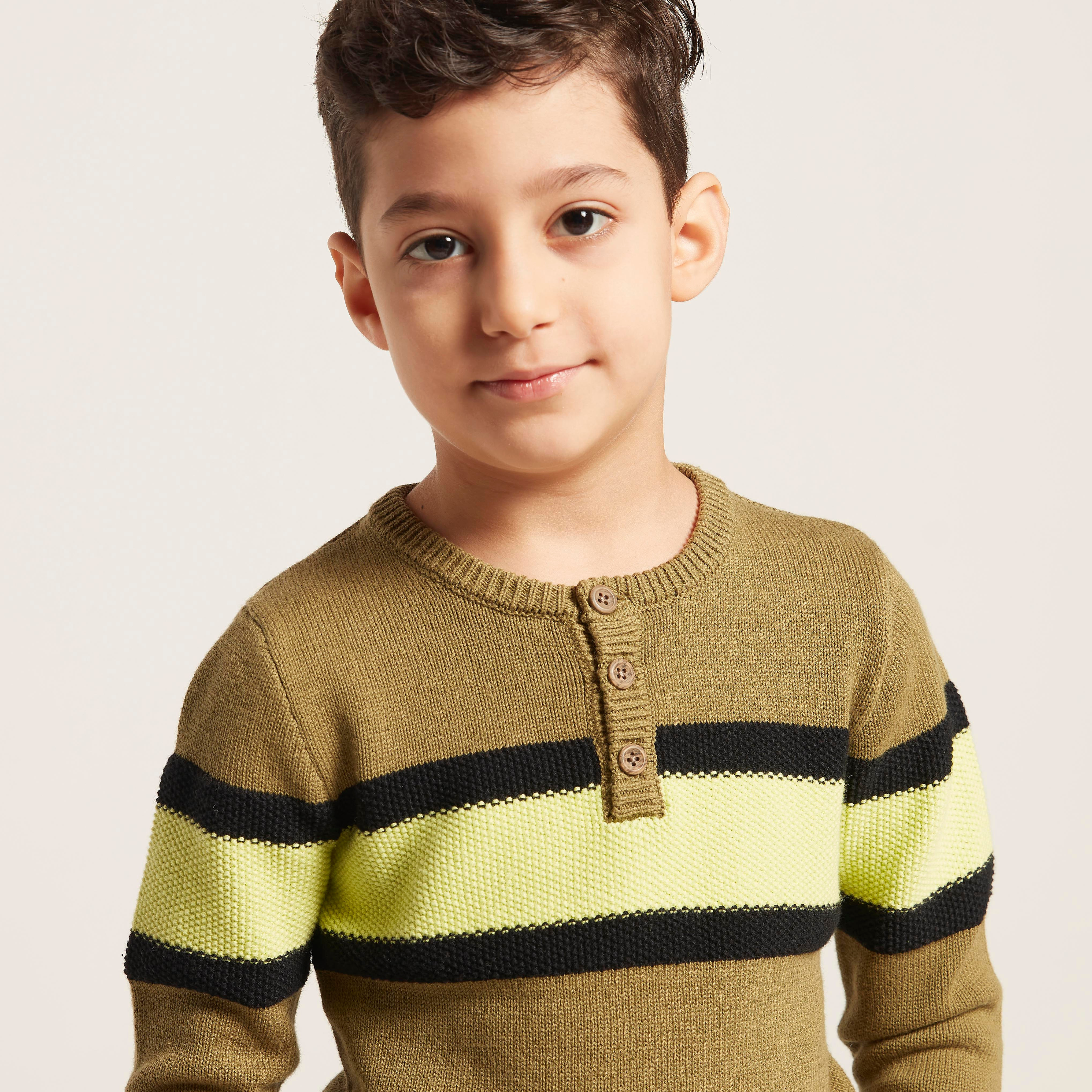 Juniors Striped Sweater with Long Sleeves-boys-clothing-jumpersandcardigans-image-3