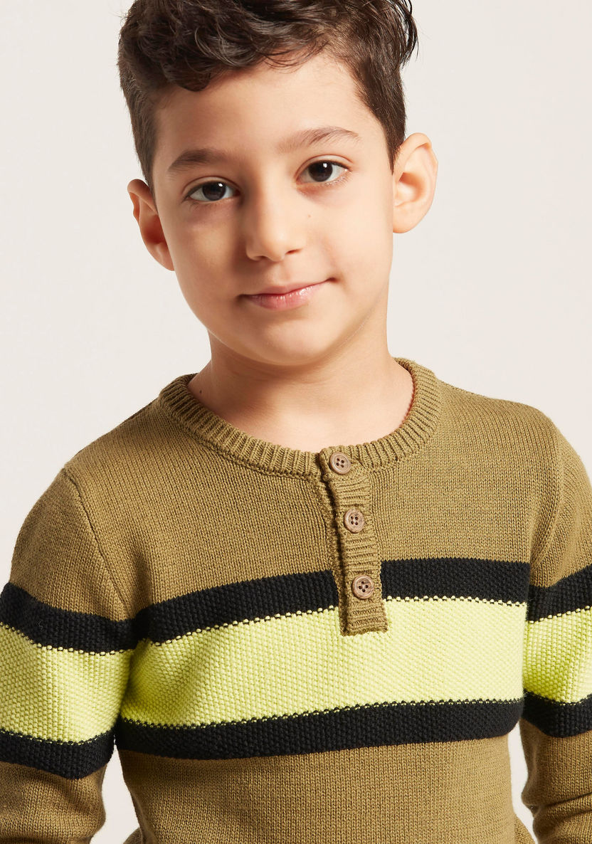 Juniors Striped Sweater with Long Sleeves-Sweaters and Cardigans-image-2