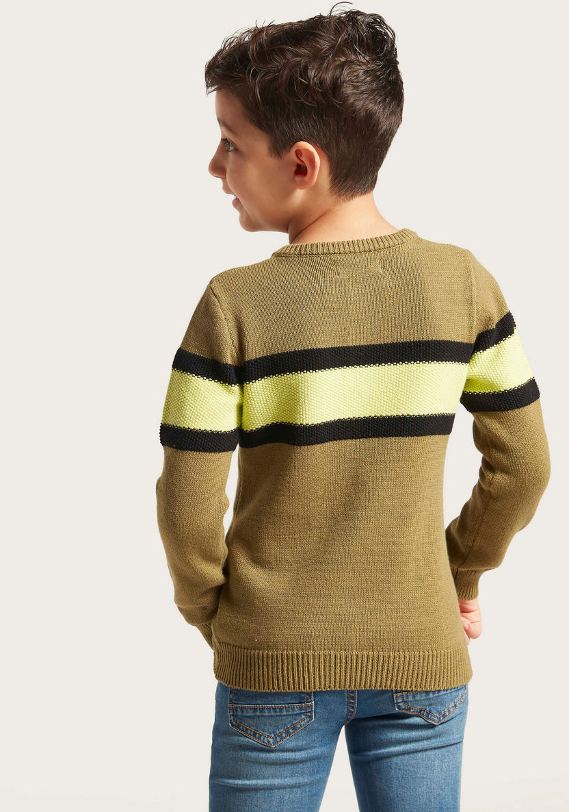 Juniors Striped Sweater with Long Sleeves-Sweaters and Cardigans-image-3