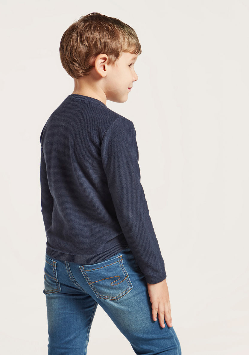Juniors Textured Pullover with Henley Neck and Pocket-Sweaters and Cardigans-image-3