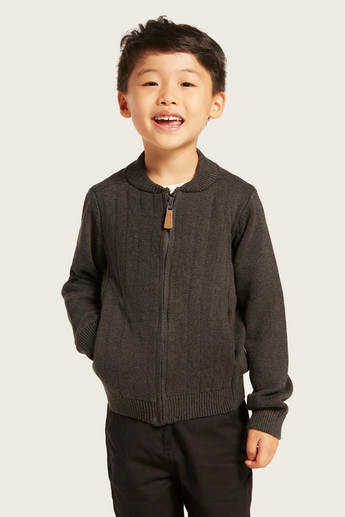 Juniors Textured Cardigan with Long Sleeves and Pockets
