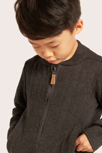 Juniors Textured Cardigan with Long Sleeves and Pockets