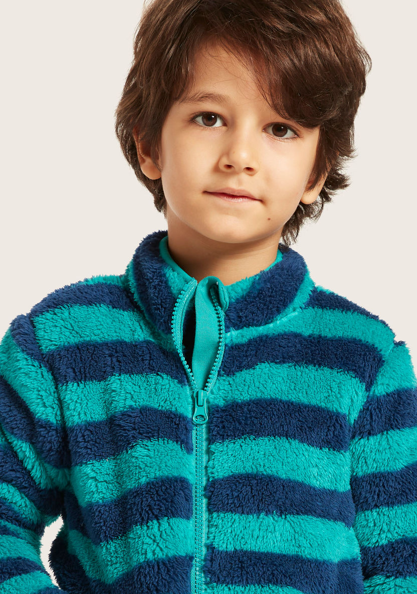 Juniors Striped Sweater with Long Sleeves and Zip Closure-Sweaters and Cardigans-image-2