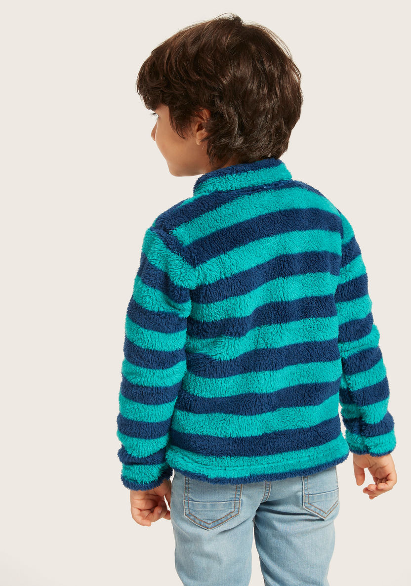 Juniors Striped Sweater with Long Sleeves and Zip Closure-Sweaters and Cardigans-image-3