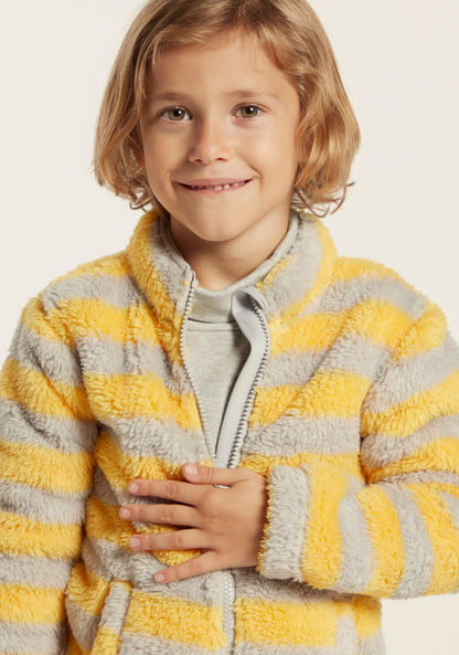 Juniors Striped Sweater with Long Sleeves and Zip Closure