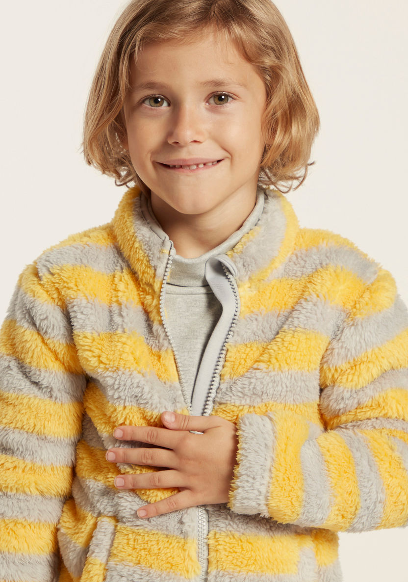 Juniors Striped Sweater with Long Sleeves and Zip Closure-Sweaters and Cardigans-image-2