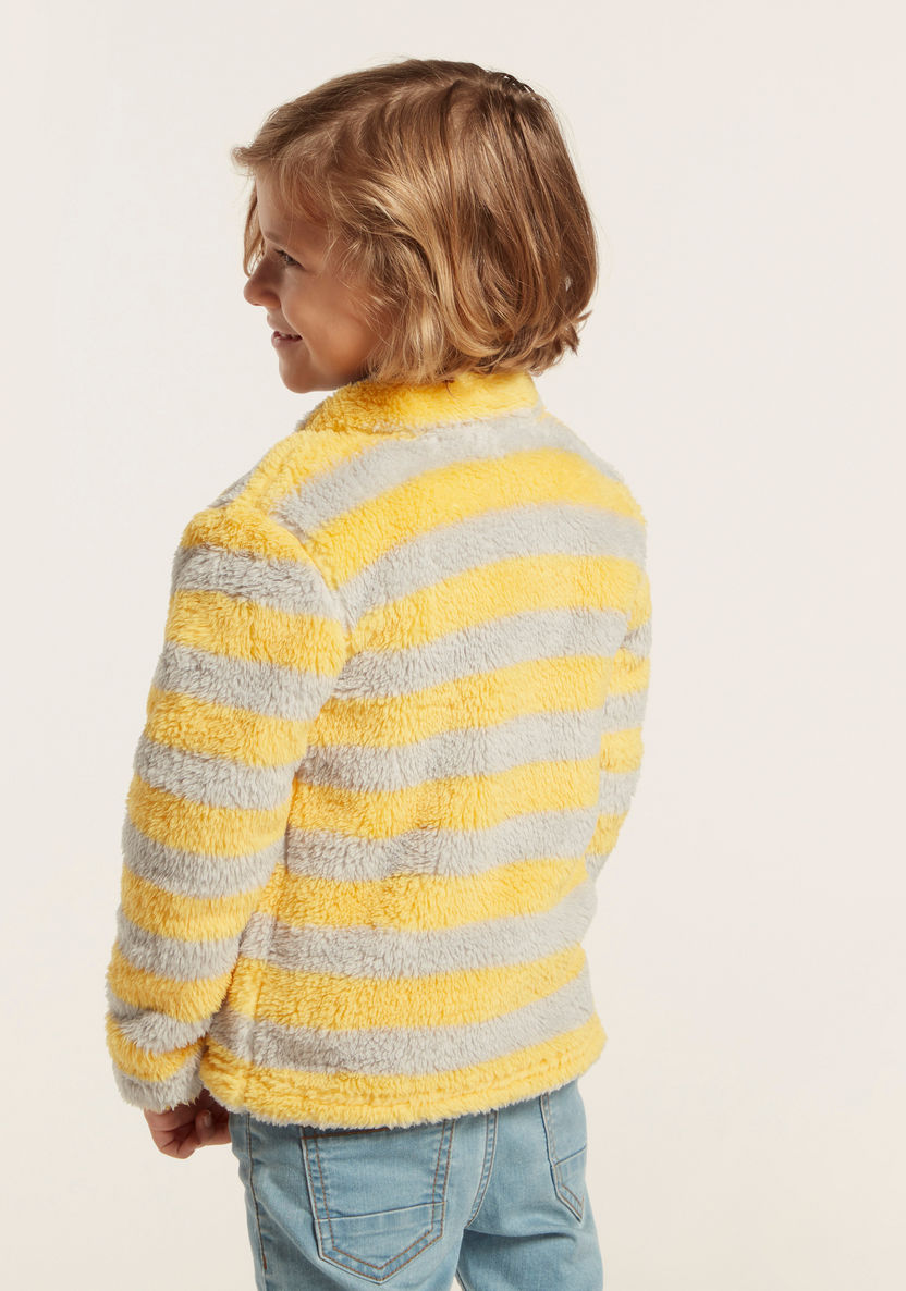 Juniors Striped Sweater with Long Sleeves and Zip Closure-Sweaters and Cardigans-image-3
