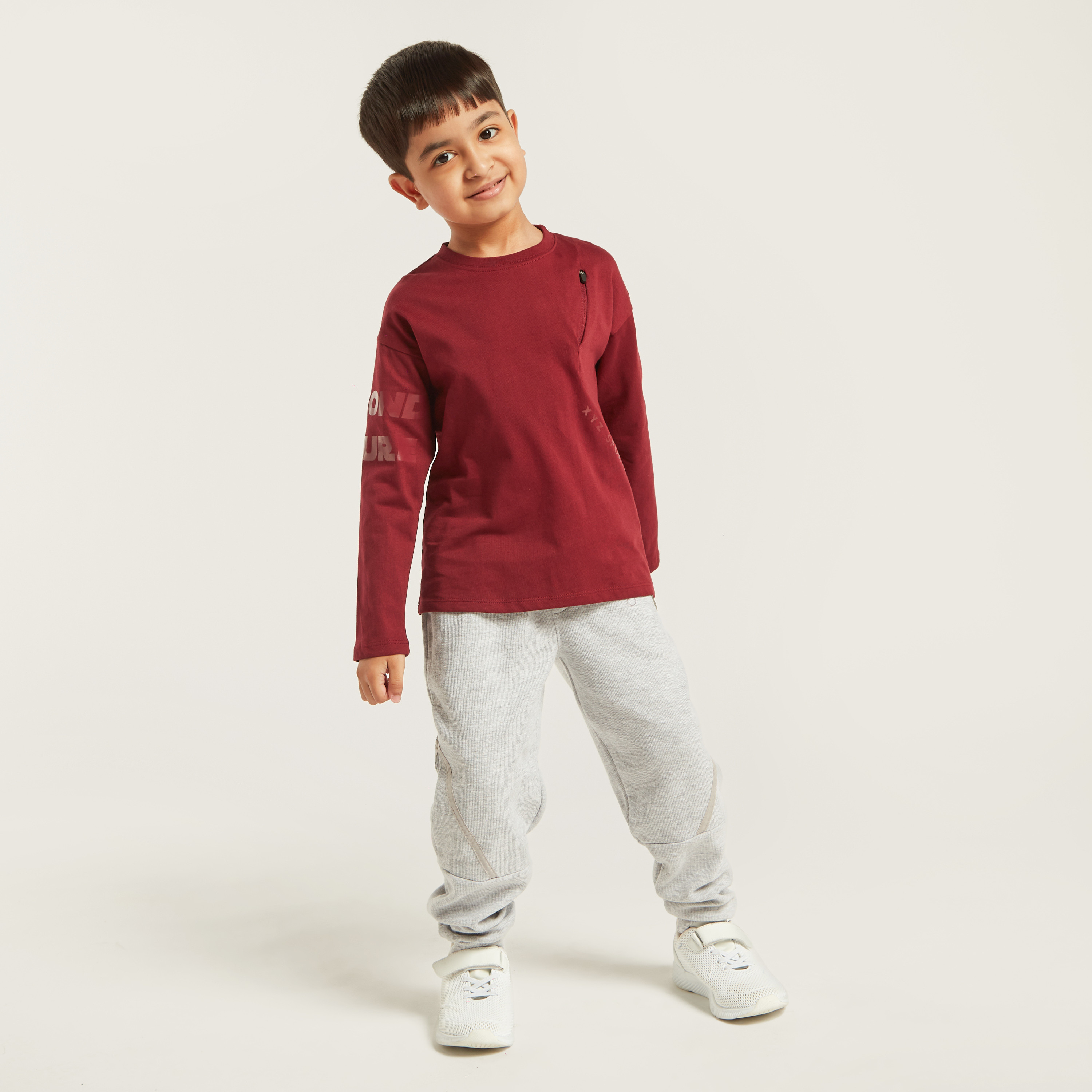 XYZ Graphic Print T-shirt with Long Sleeves and Zip Detail-sports-boys-clothing-tops-image-2