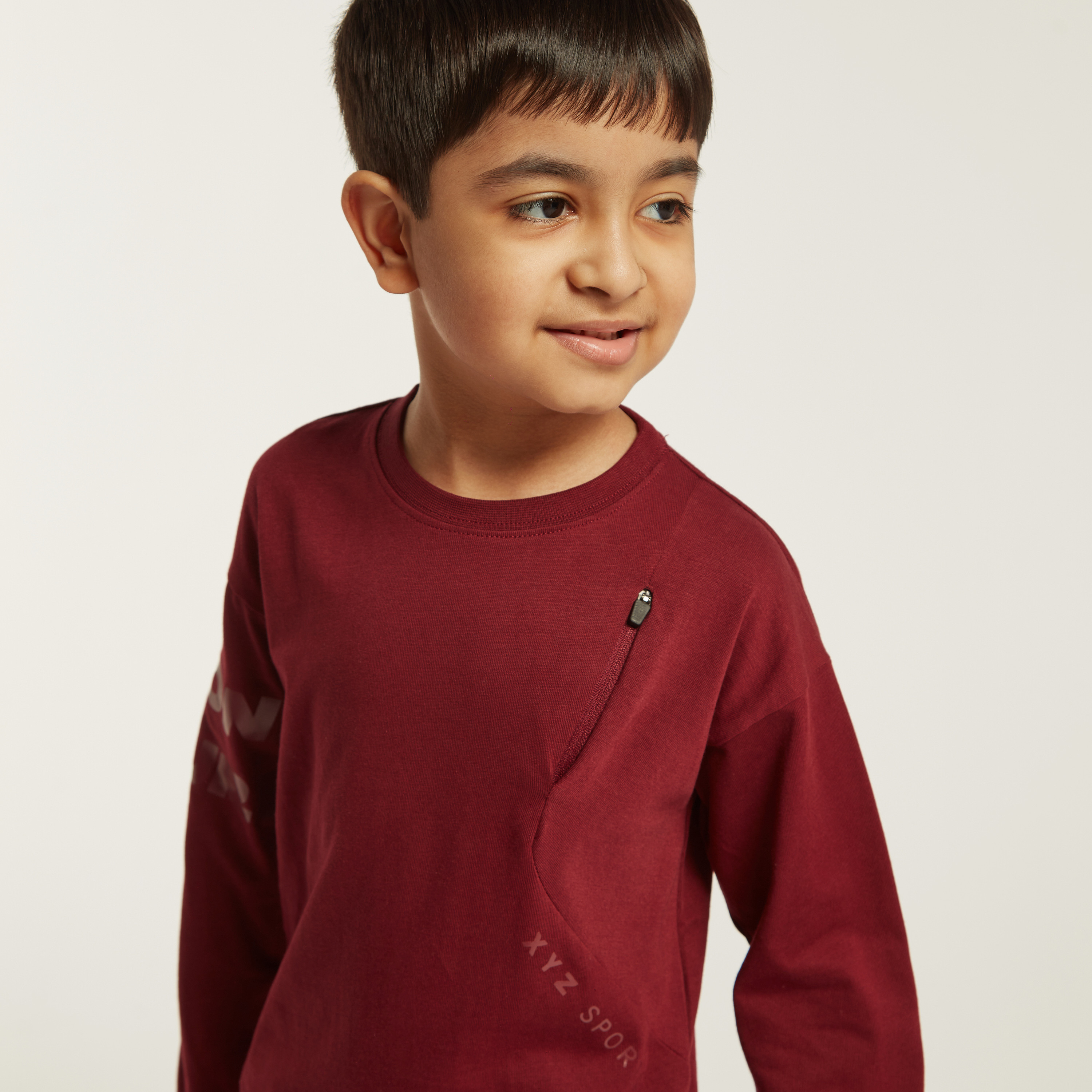 XYZ Graphic Print T-shirt with Long Sleeves and Zip Detail-sports-boys-clothing-tops-image-3