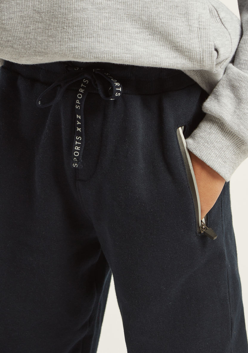 XYZ Knit Jog Pants with Pocket Detail and Drawstring-Bottoms-image-2