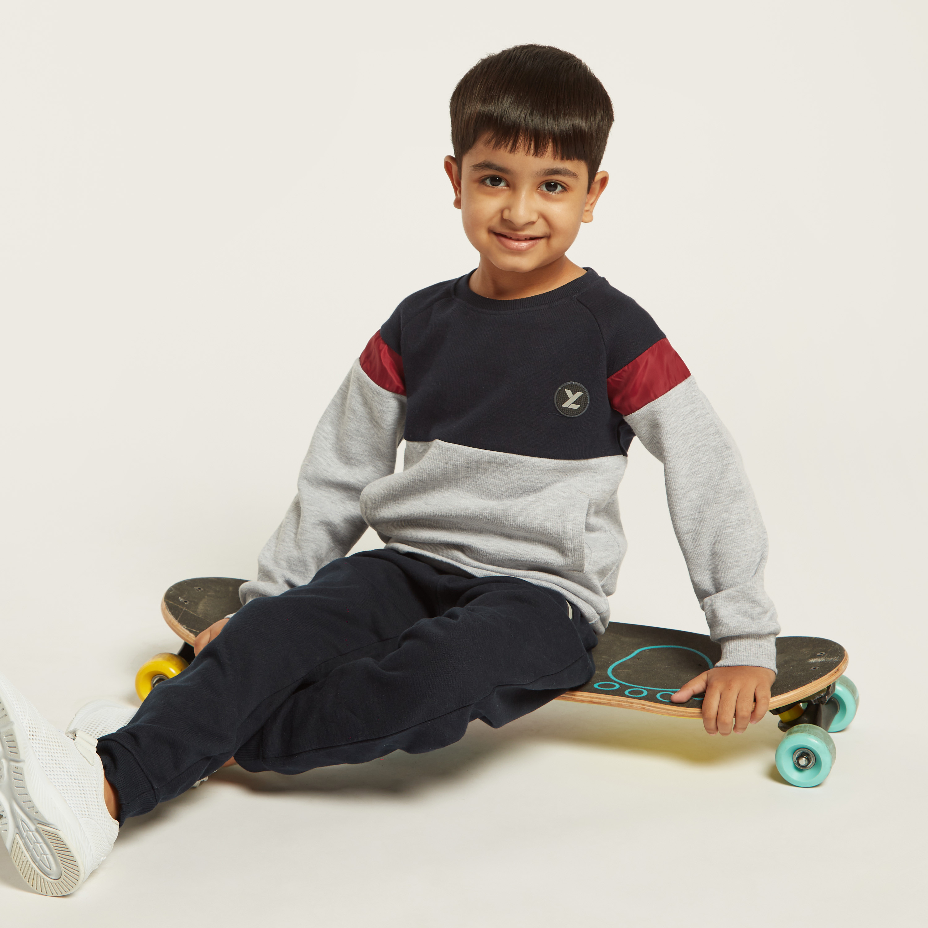 XYZ Panelled Pullover with Long Sleeves and Pockets-baby-boys-clothing-sportswear-tops-image-1