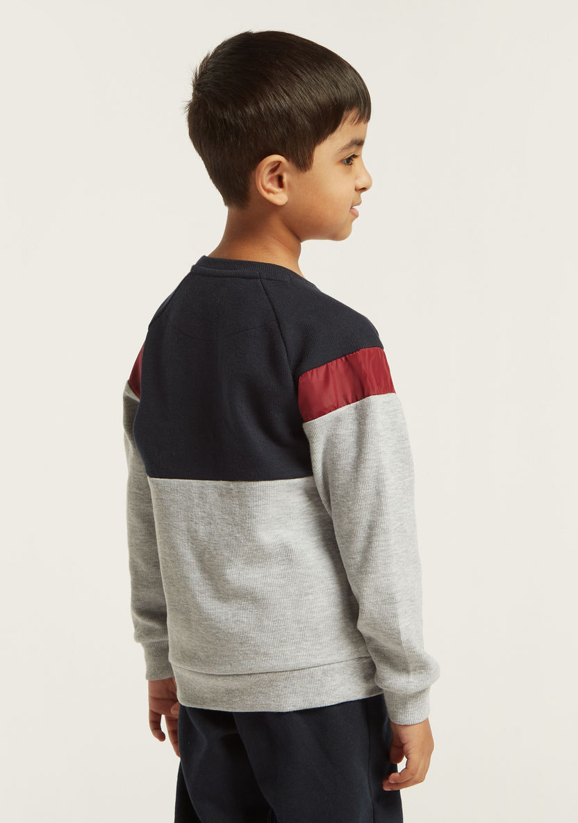 XYZ Panelled Pullover with Long Sleeves and Pockets-Tops-image-3
