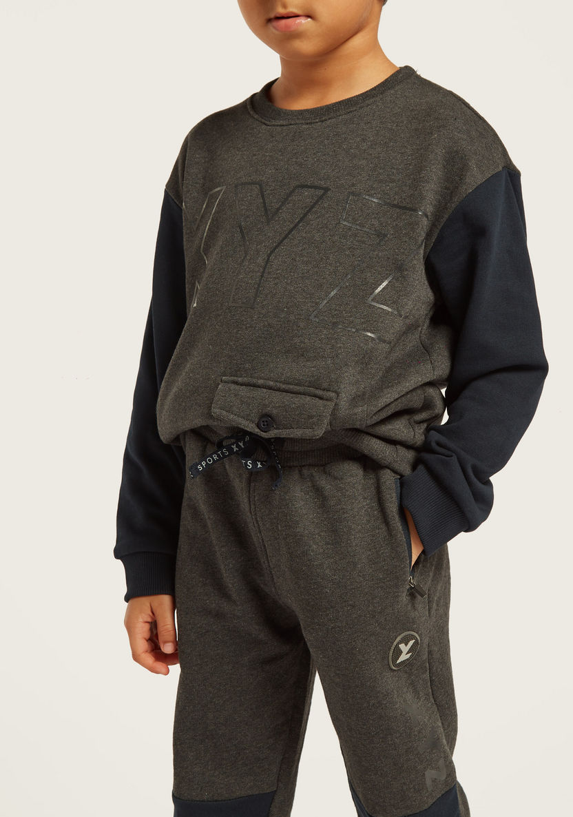 XYZ Graphic Print Sweatshirt and Jog Pants Set-Sets-image-3