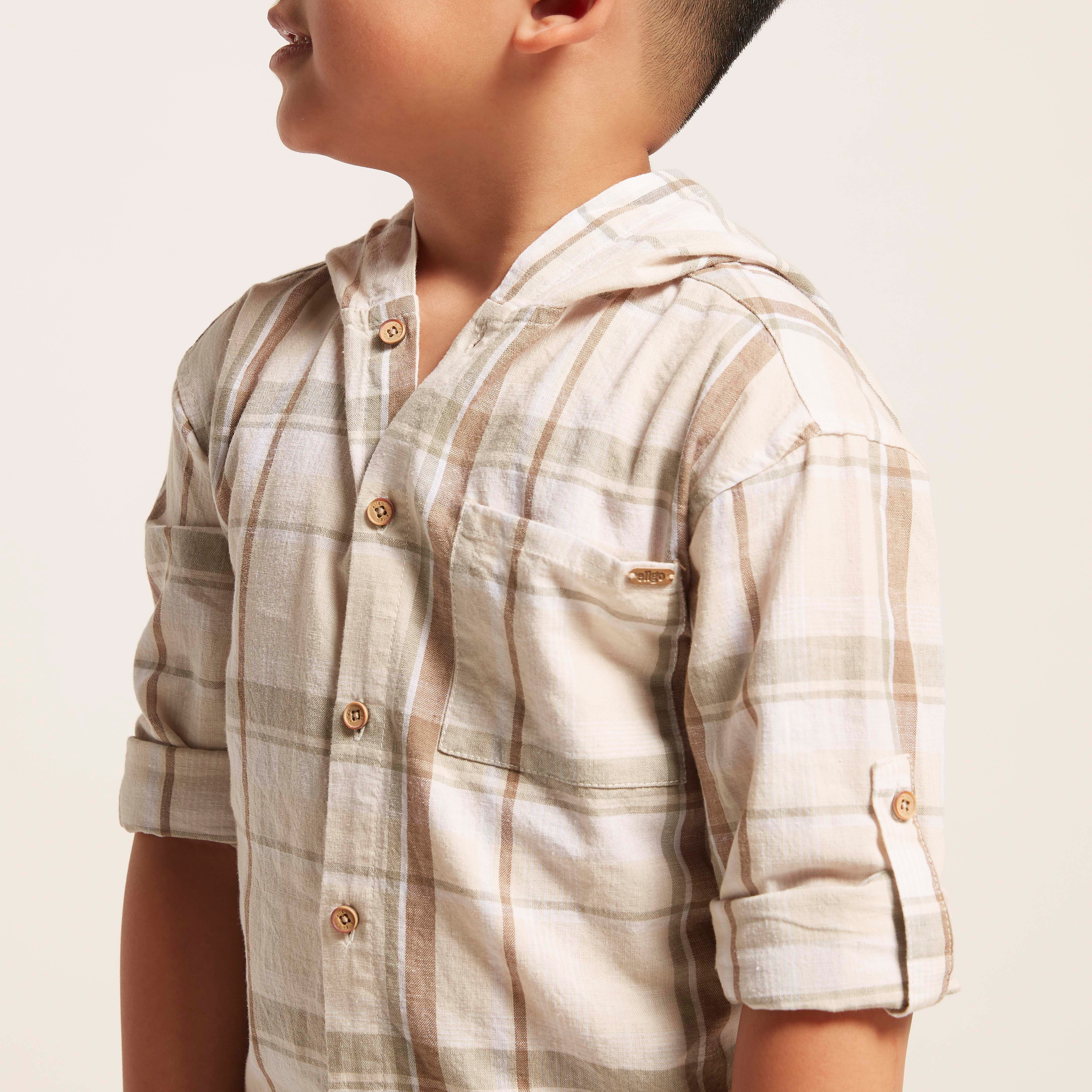 قميص كاروهات بأكمام طويلة وقبعة-boys-clothing-shirts-image-3