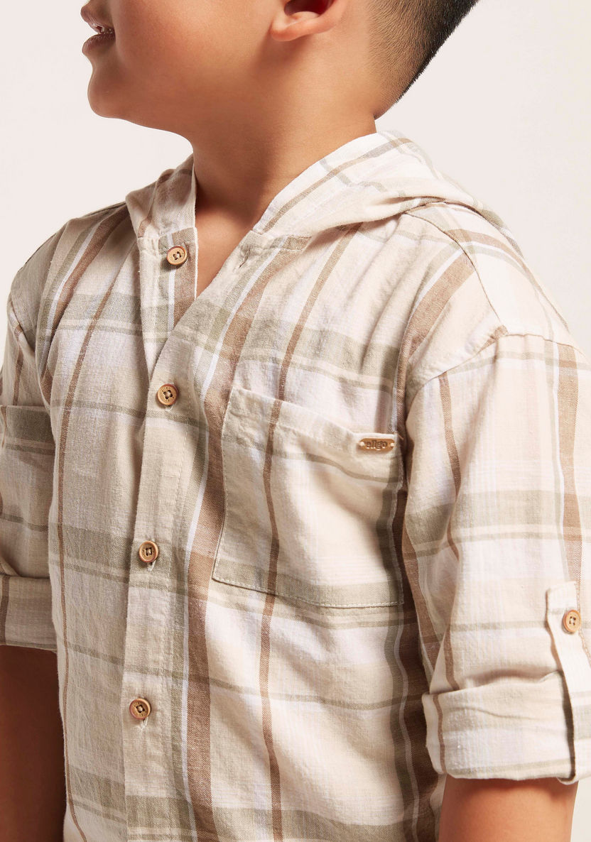 Checked Shirt with Long Sleeves and Hood-Shirts-image-2
