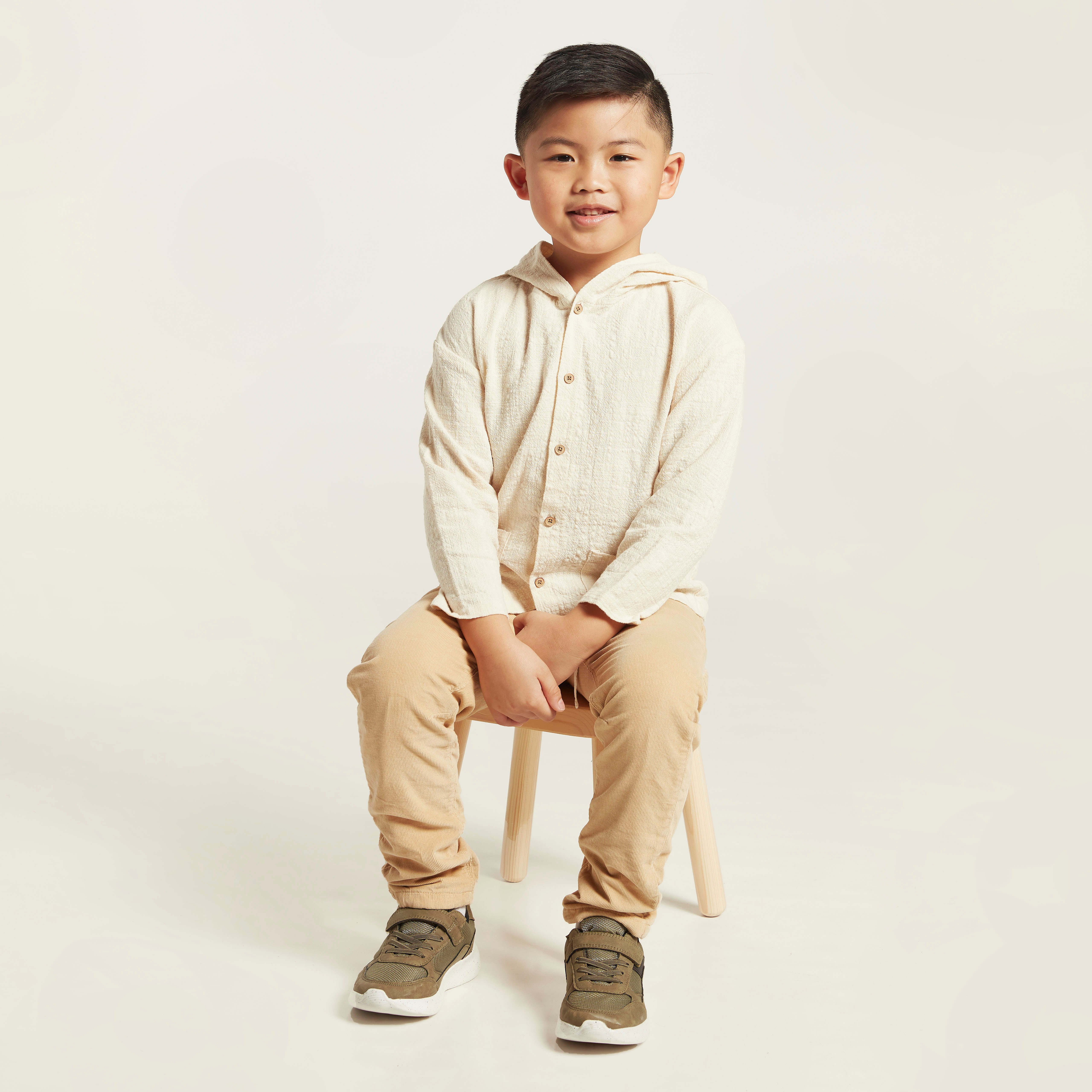 Eligo Textured Hooded Shirt with Long Sleeves and Patch Pockets-boys-clothing-shirts-image-1