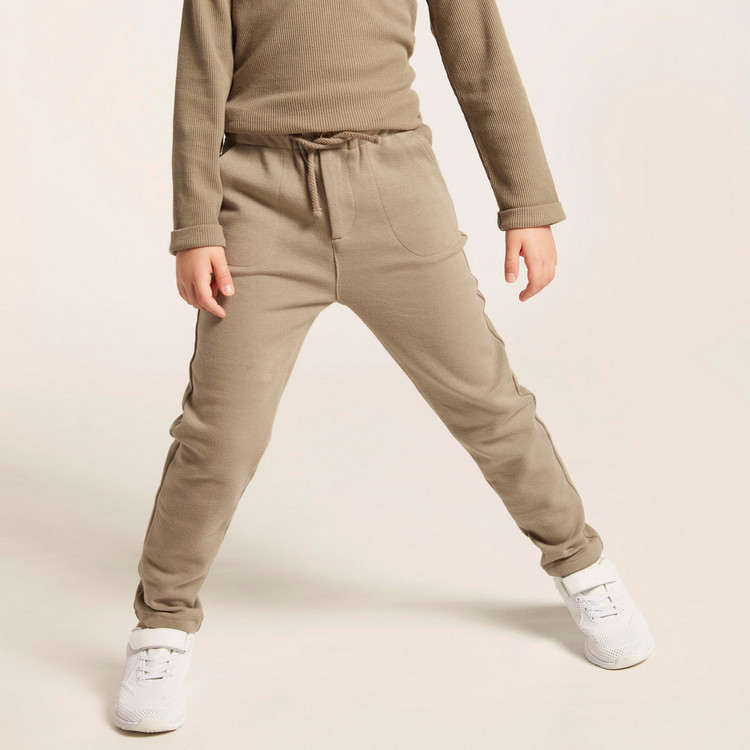 Solid Joggers with Elasticated Drawstring Closure