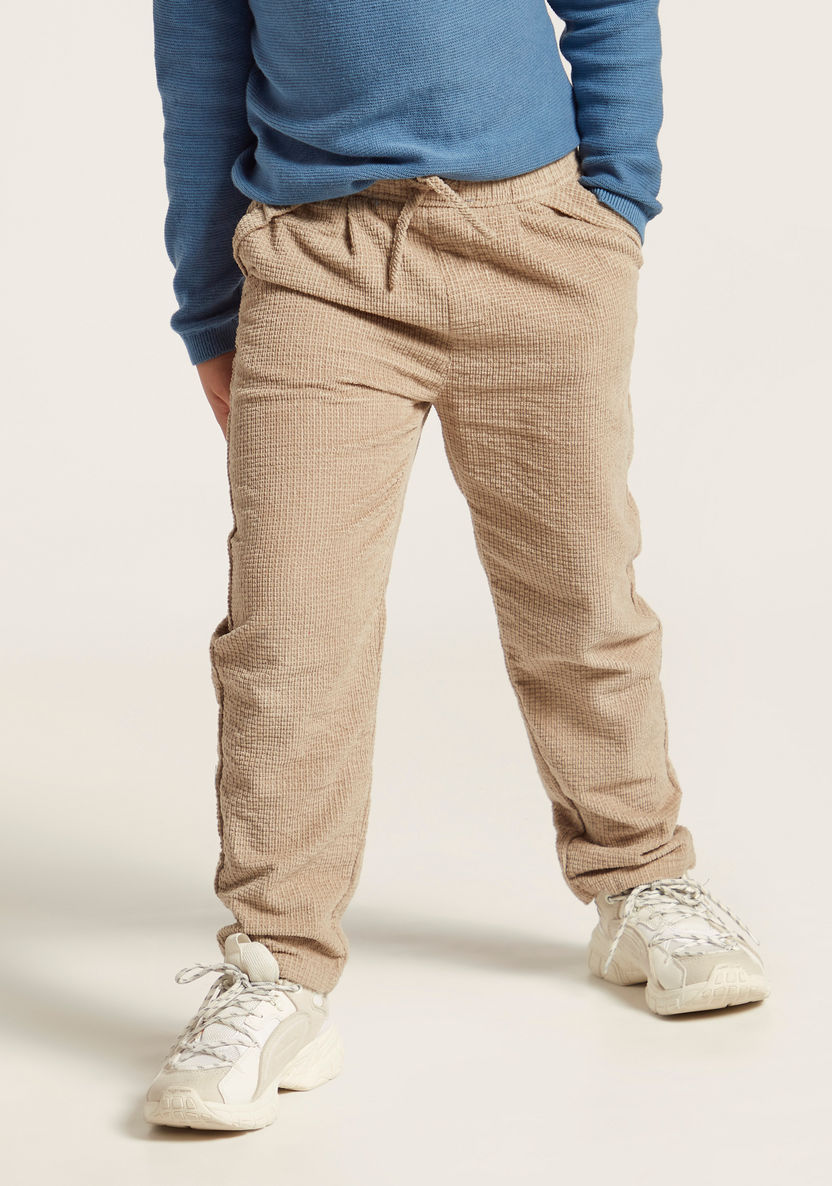 Textured Woven Pants with Pocket Detail and Elasticated Drawstring-Pants-image-1