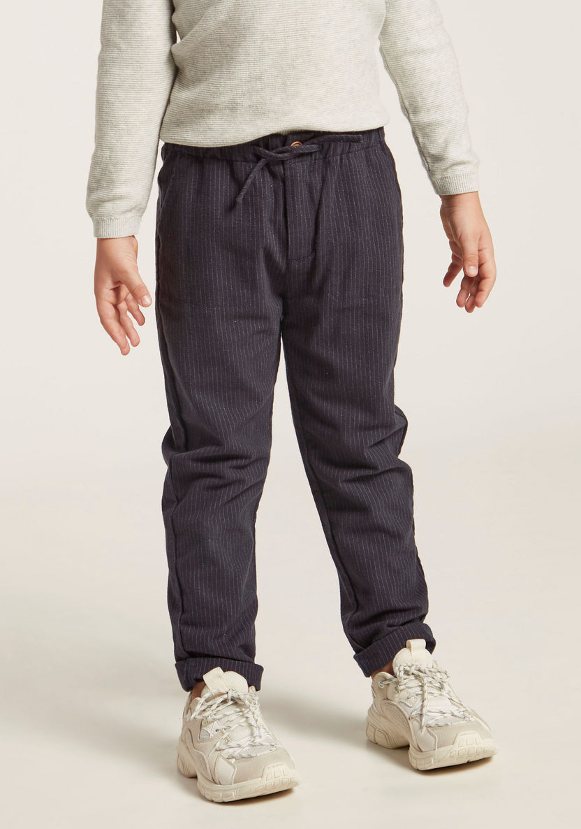 Textured Woven Pants with Pocket Detail and Elasticated Drawstring-Pants-image-0