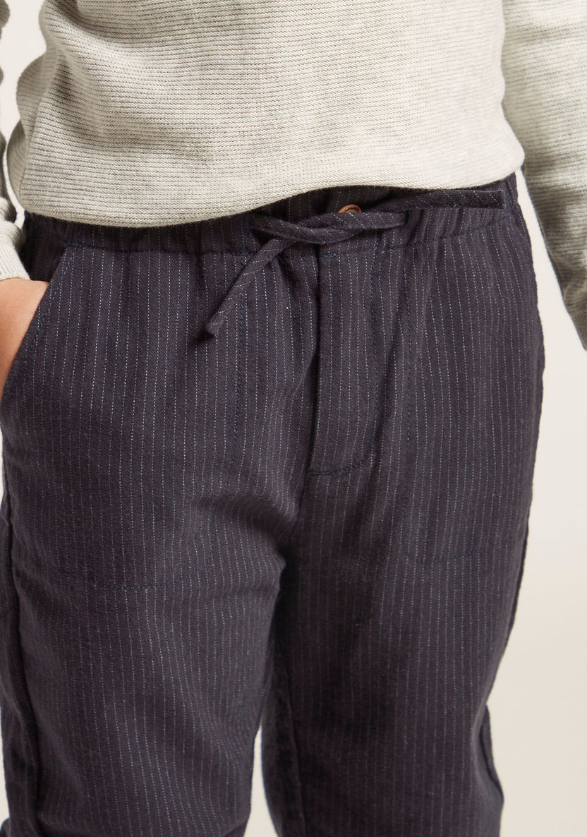 Textured Woven Pants with Pocket Detail and Elasticated Drawstring-Pants-image-2