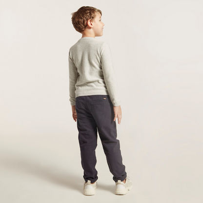 Textured Woven Pants with Pocket Detail and Elasticated Drawstring