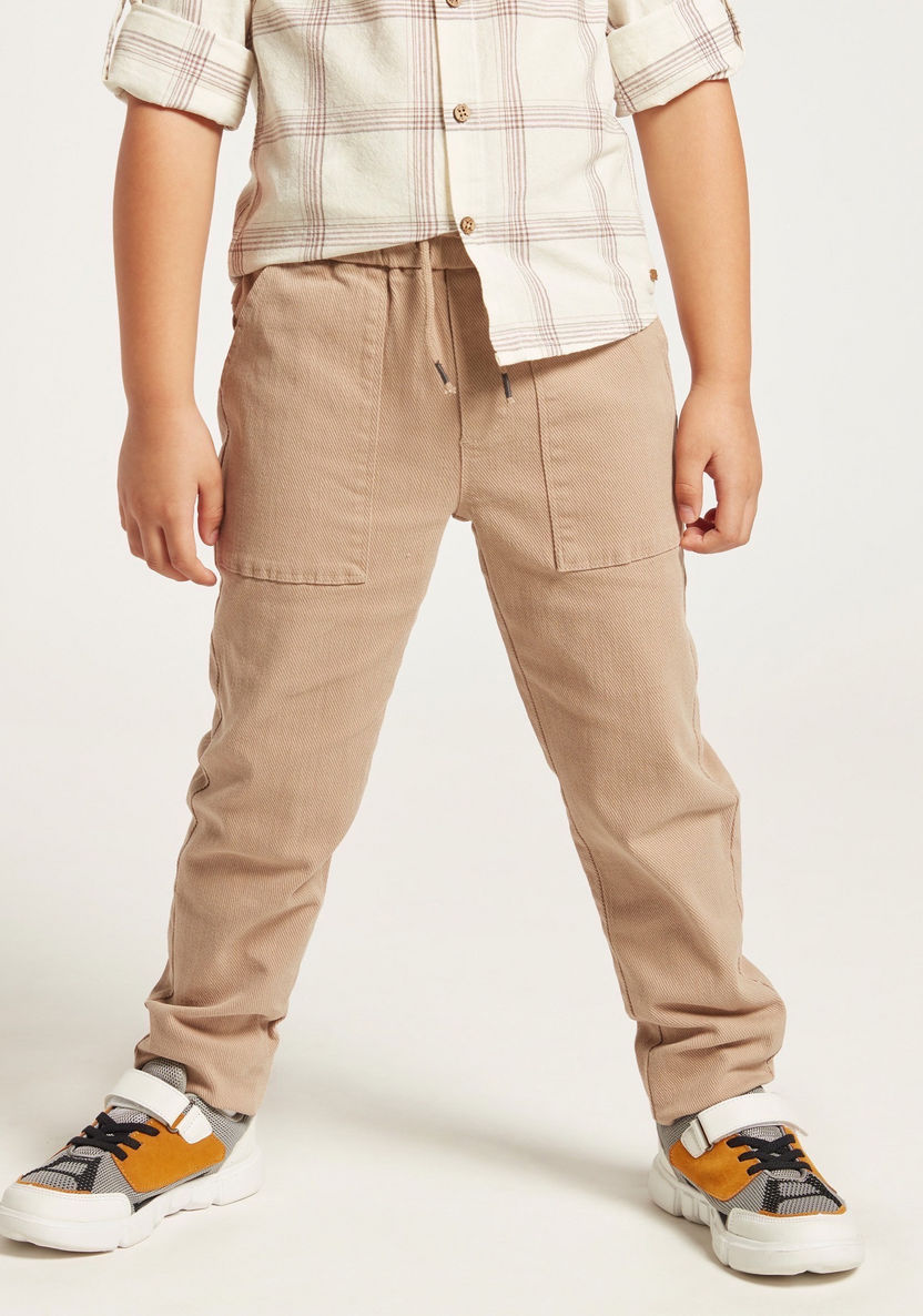 Solid Woven Pants with Drawstring Closure-Pants-image-0