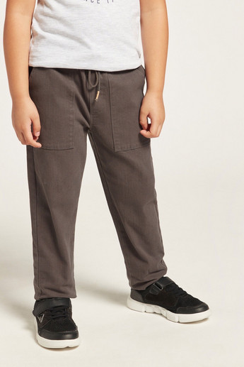 Solid Woven Pants with Drawstring Closure
