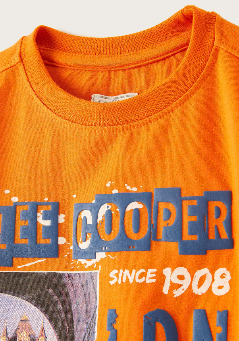 Lee Cooper Graphic Print T-shirt with Long Sleeves-T Shirts-image-1