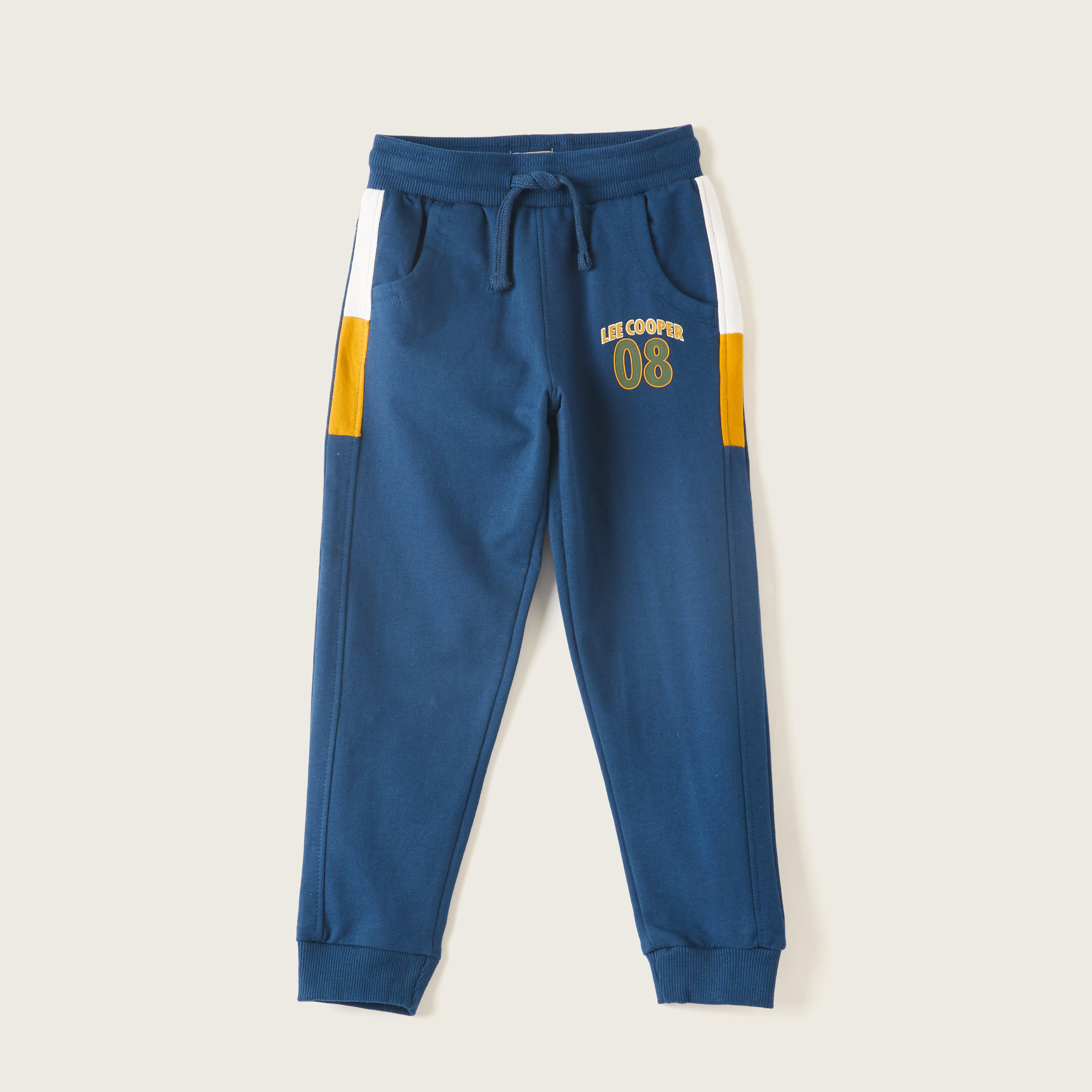 Lee Cooper Graphic Print Jog Pants with Pockets and Drawstring Closure-boys-clothing-bottoms-joggersandtrackpants-image-1