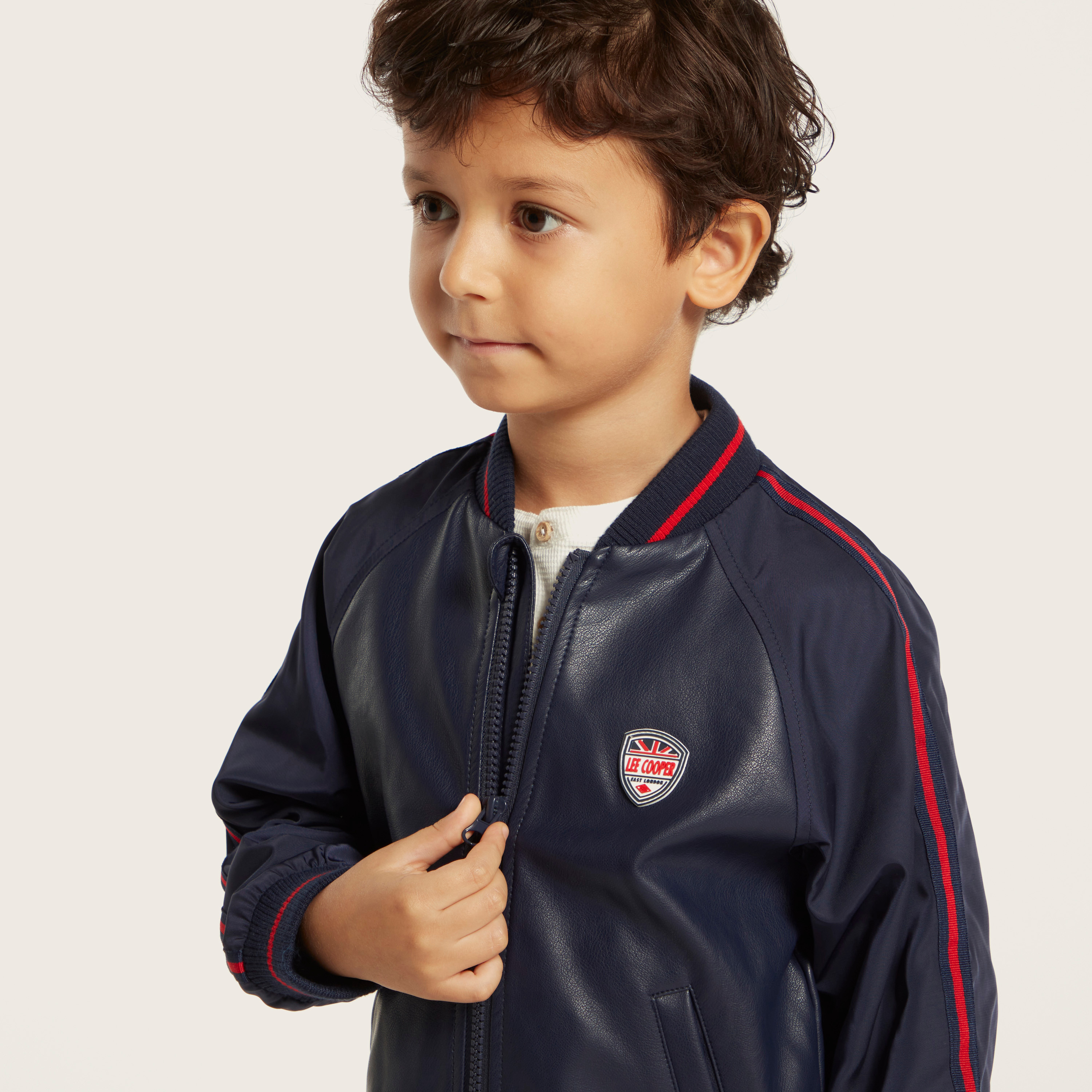 Lee Cooper Logo Embellished Jacket with Long Sleeves-baby-boys-clothing-winterwear-jacketsandblazers-image-3