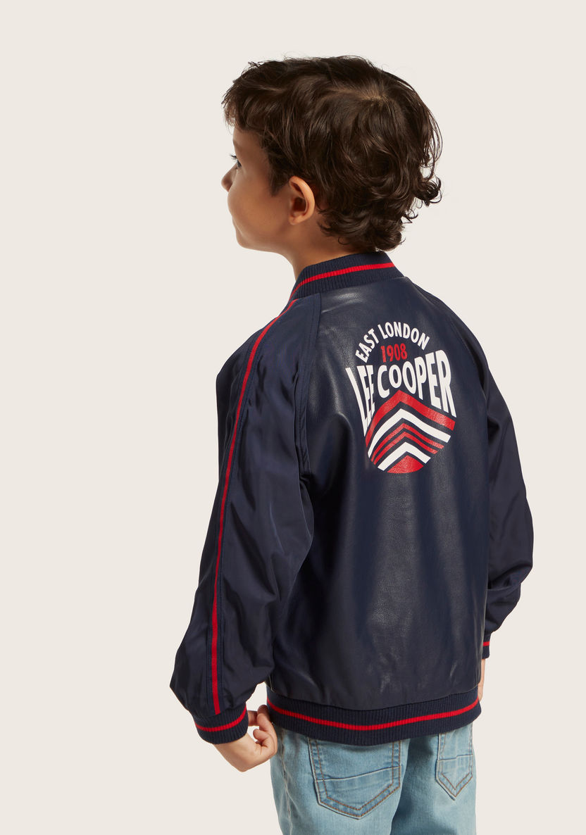 Lee Cooper Logo Embellished Jacket with Long Sleeves-Coats and Jackets-image-3