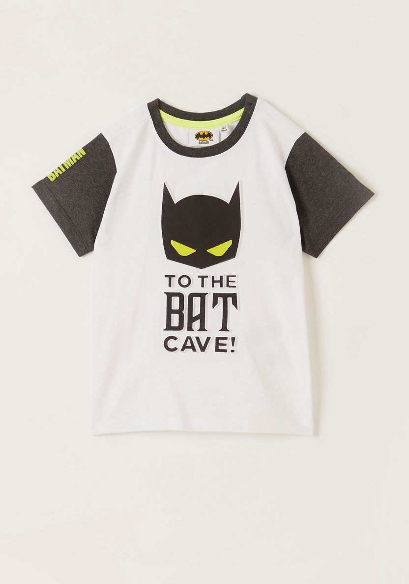 Batman Themed Round Neck T-shirt with Short Sleeves-T Shirts-image-0