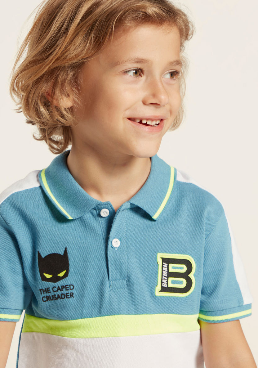 Batman Print Polo T-shirt with Short Sleeves-T Shirts-image-2