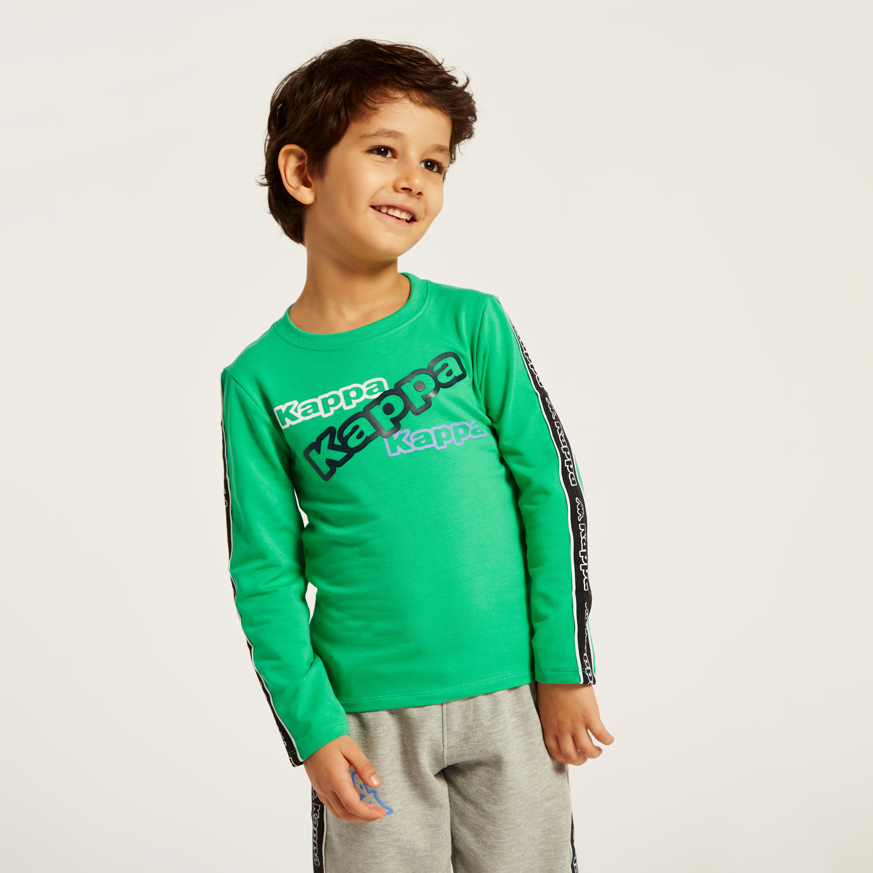 Kappa Graphic Print T-shirt with Long Sleeves-sports-boys-clothing-tops-image-2