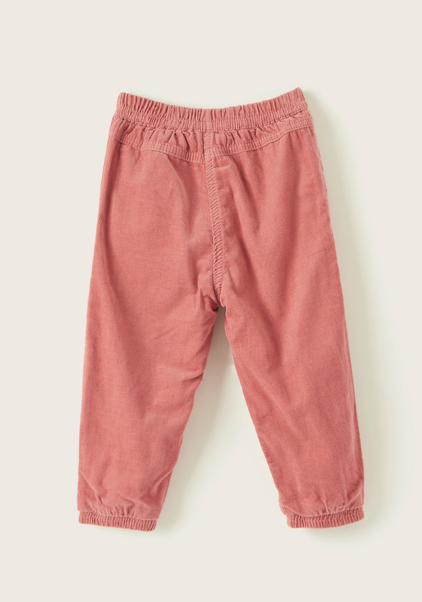 Juniors Solid Cord Pants with Pockets and Elasticated Wiastband-Pants-image-3