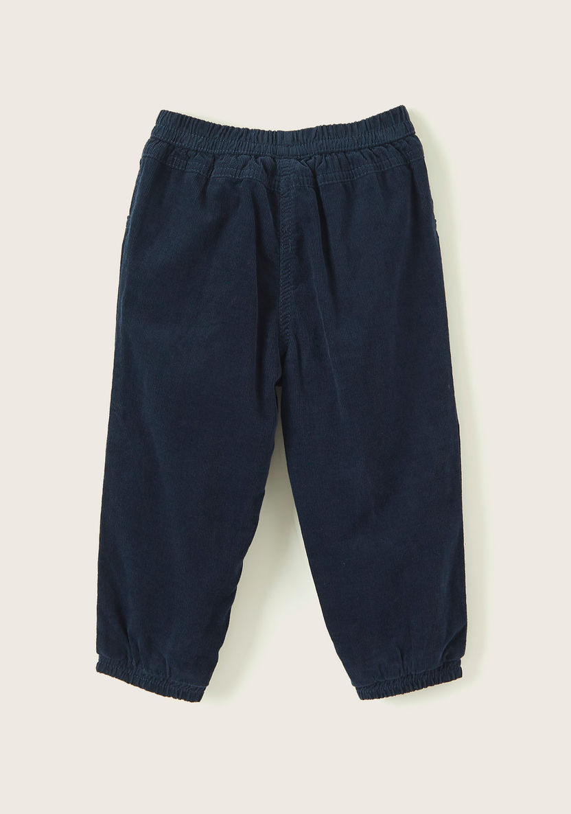 Juniors Solid Cord Pants with Pockets and Elasticated Waistband-Pants-image-3