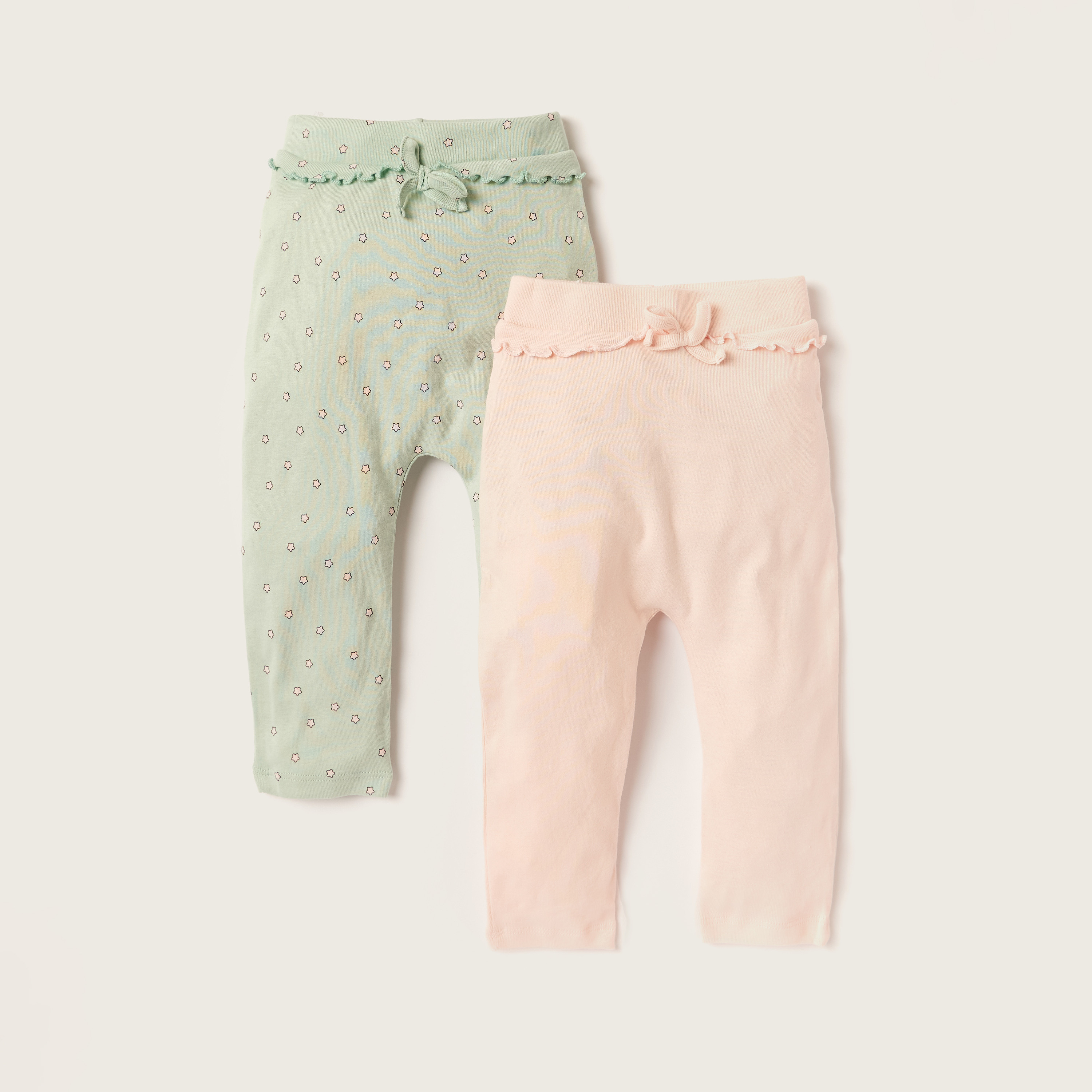 Juniors Assorted Knit Pants with Elasticated Waistband - Set of 2-baby-girls-clothing-bottoms-leggings-image-1