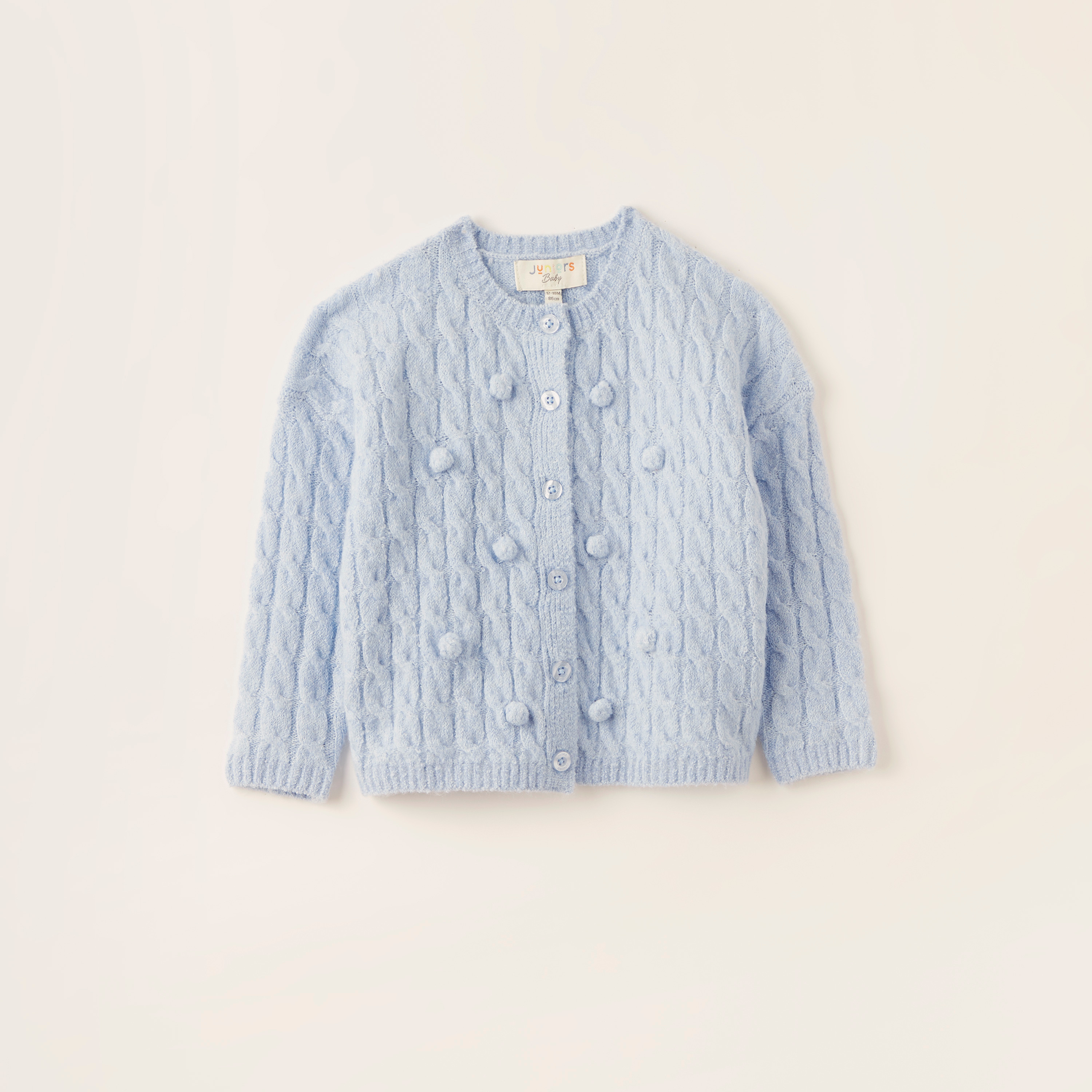 Juniors Knitted Cardigan with Crew Neck and Button Closure-baby-girls-clothing-jumpersandcardigans-image-1