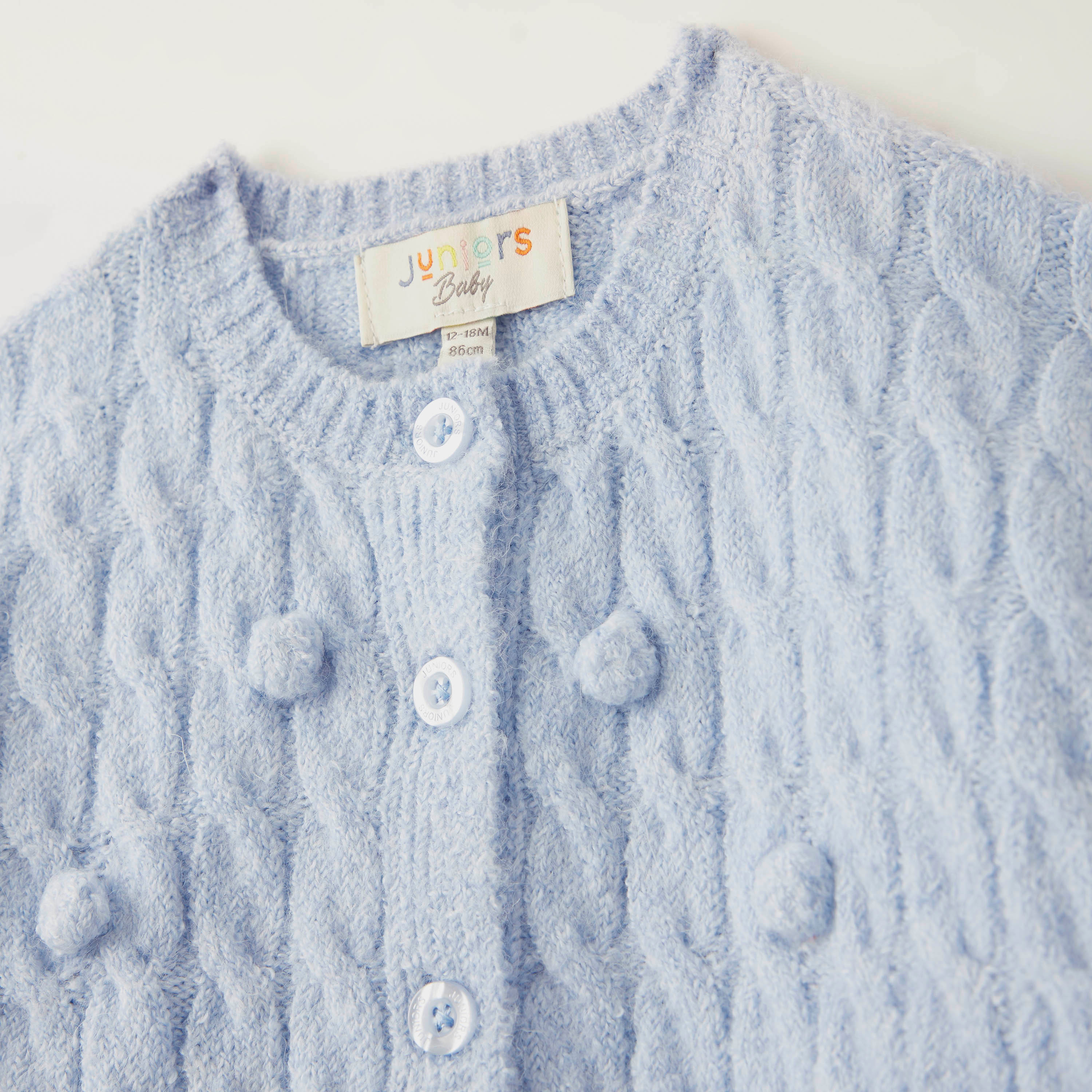Juniors Knitted Cardigan with Crew Neck and Button Closure-baby-girls-clothing-jumpersandcardigans-image-2