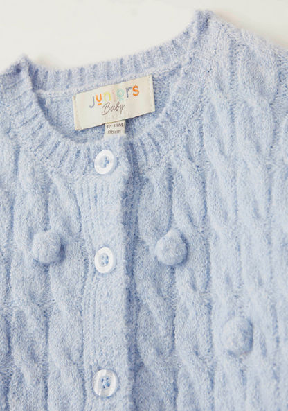 Juniors Knitted Cardigan with Crew Neck and Button Closure