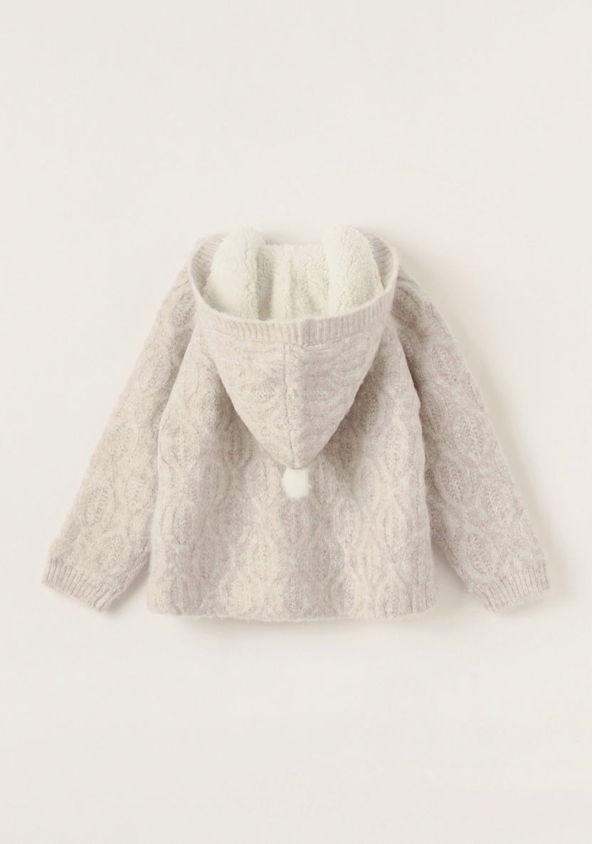 Juniors Textured Cardigan with Long Sleeves and Hood-Sweaters and Cardigans-image-3