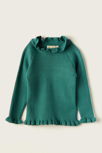 Juniors Textured Pullover with Long sleeves and Turtle Neck