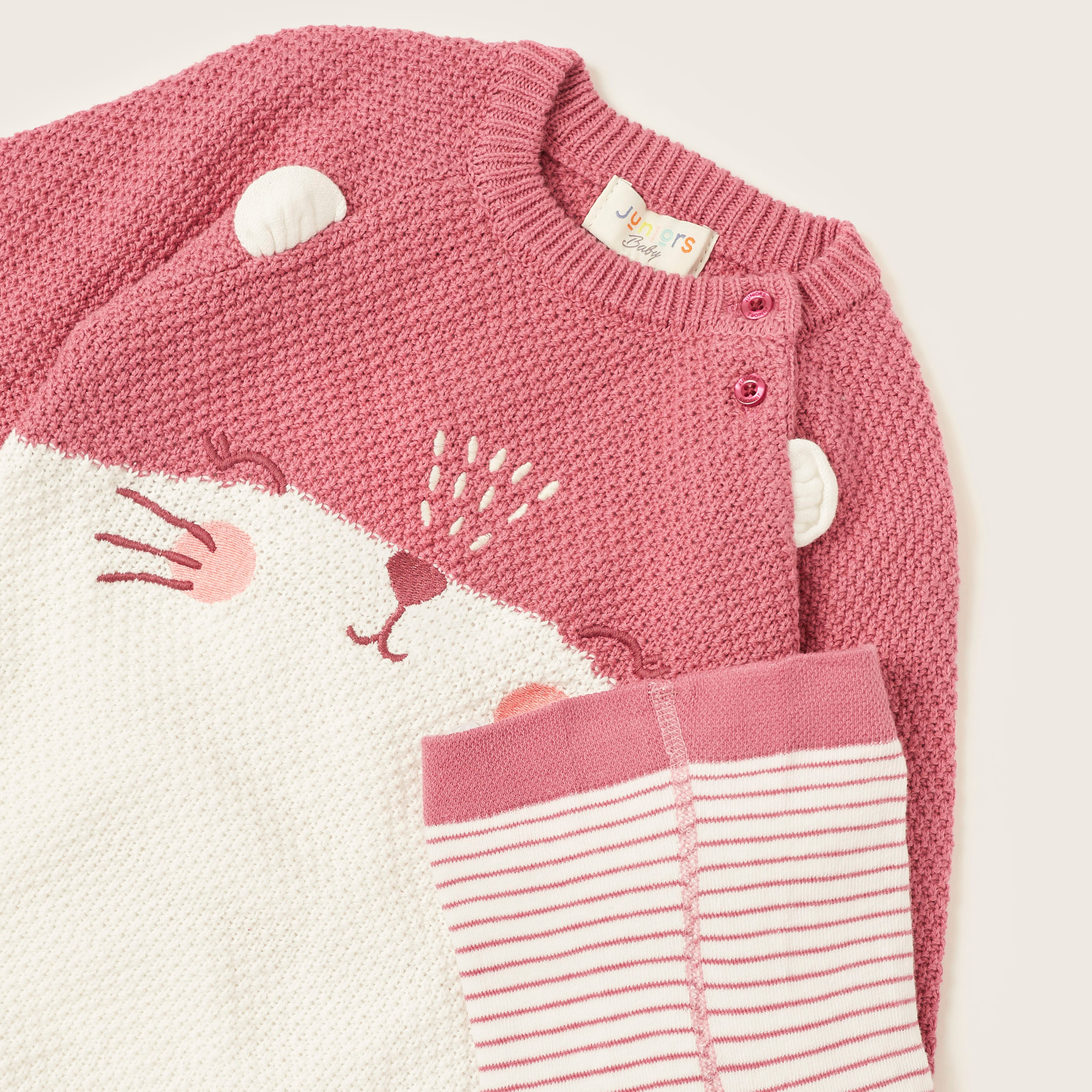 طقم فستان محبوك وجوارب ضيقة مغلقة القدمين من جونيورز-baby-girls-clothing-winterwear-dresses-image-4