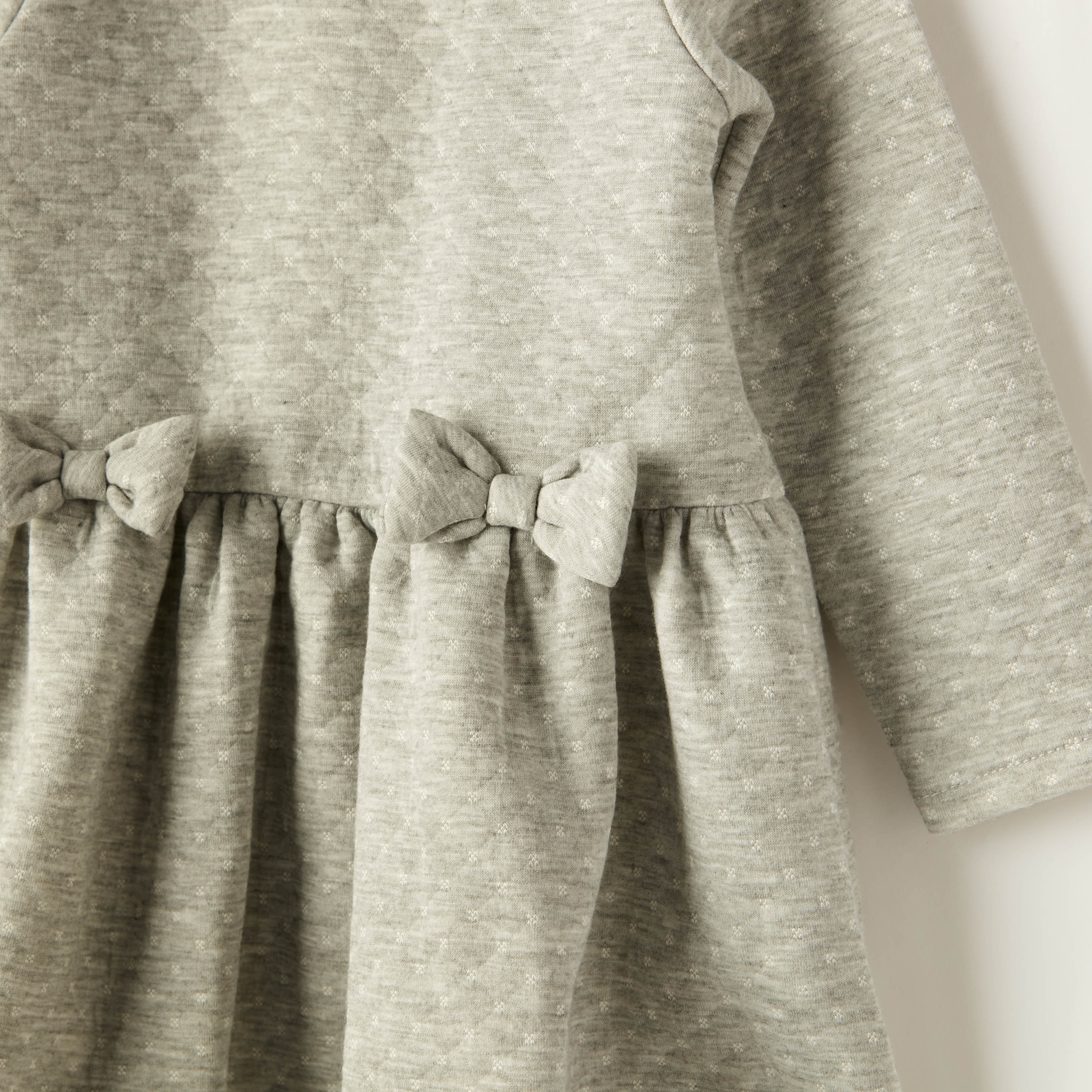 Juniors Textured A-Line Knit Dress with Long Sleeves and Bow Applique-baby-girls-clothing-dressesandjumpsuits-image-2