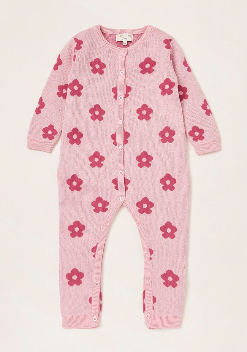 Juniors Floral Graphic Print Romper with Long Sleeves-Rompers%2C Dungarees and Jumpsuits-image-0