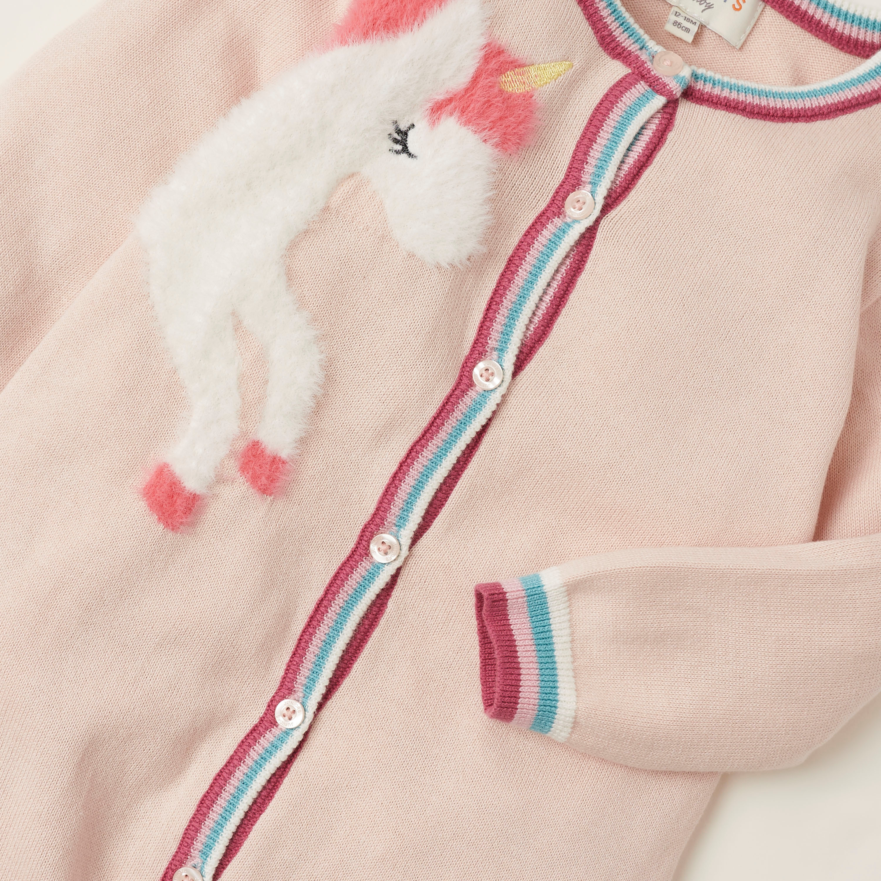 أفرول بأكمام طويلة وزر إغلاق وزخارف يونيكورن من جونيورز-baby-girls-clothing-rompers-image-2