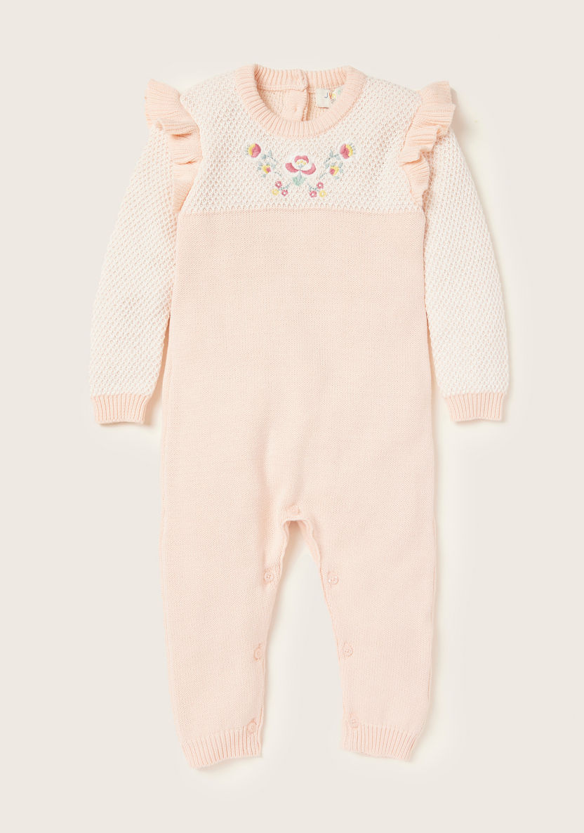 Juniors Embroidered Romper with Long Sleeves-Rompers%2C Dungarees and Jumpsuits-image-0