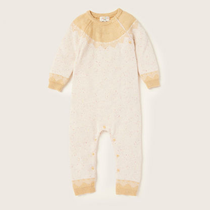 Juniors Textured Romper with Long Sleeves