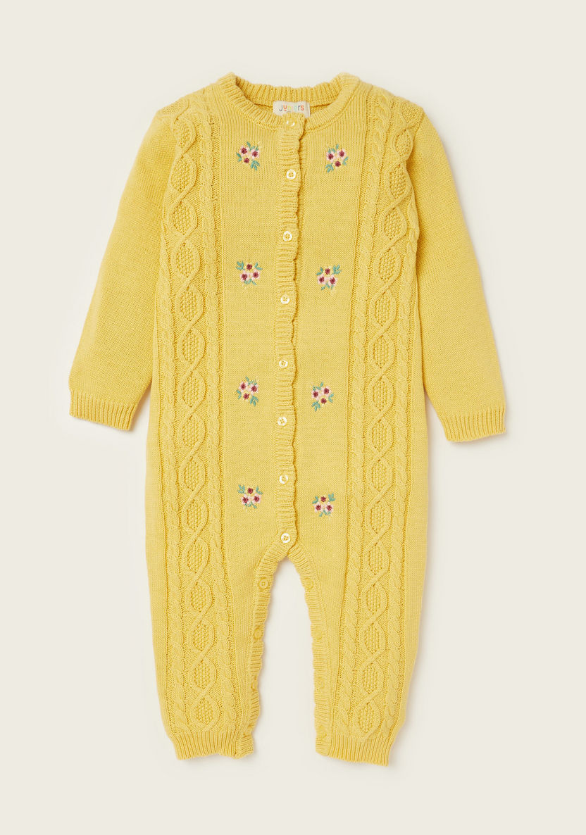 Juniors Textured Sleepsuit with Long Sleeves-Rompers%2C Dungarees and Jumpsuits-image-0
